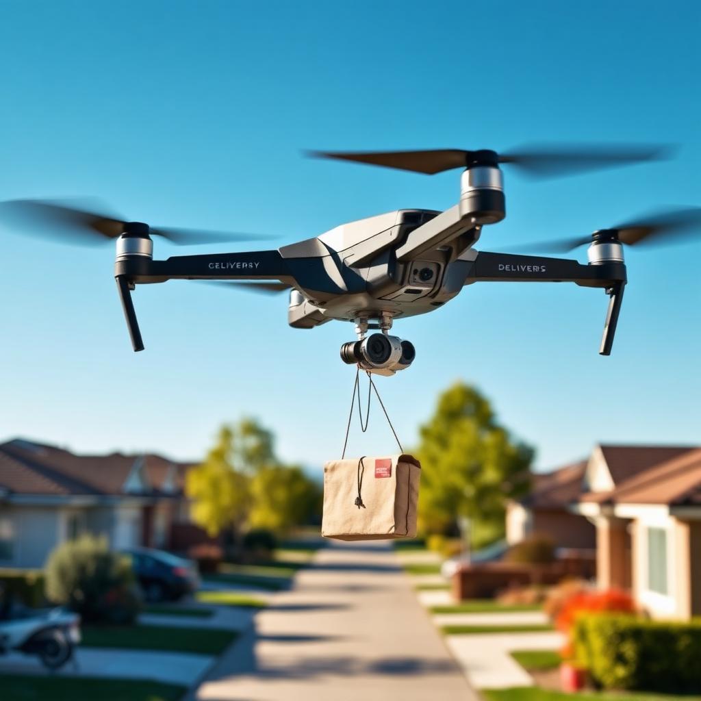 Flying Delivery Drones category image: Autonomous Aerial Drones that deliver Parcels, Meals and Medicine.. Image by www.CleaningRobots.Online.