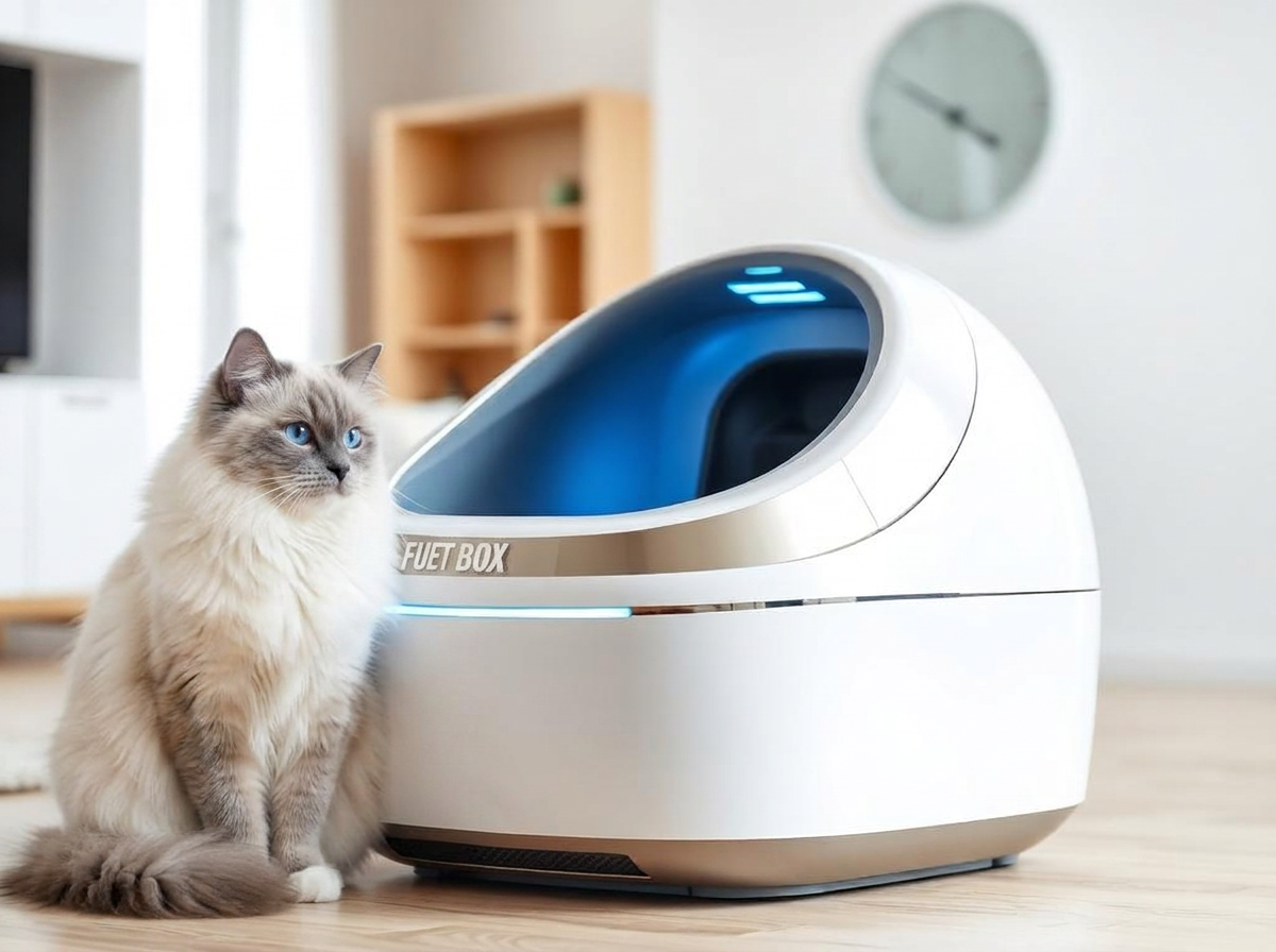 Robot Litter Boxes category image: Self-cleaning Litter boxes that sift and seal waste automatically.. Image by www.CleaningRobots.Online.