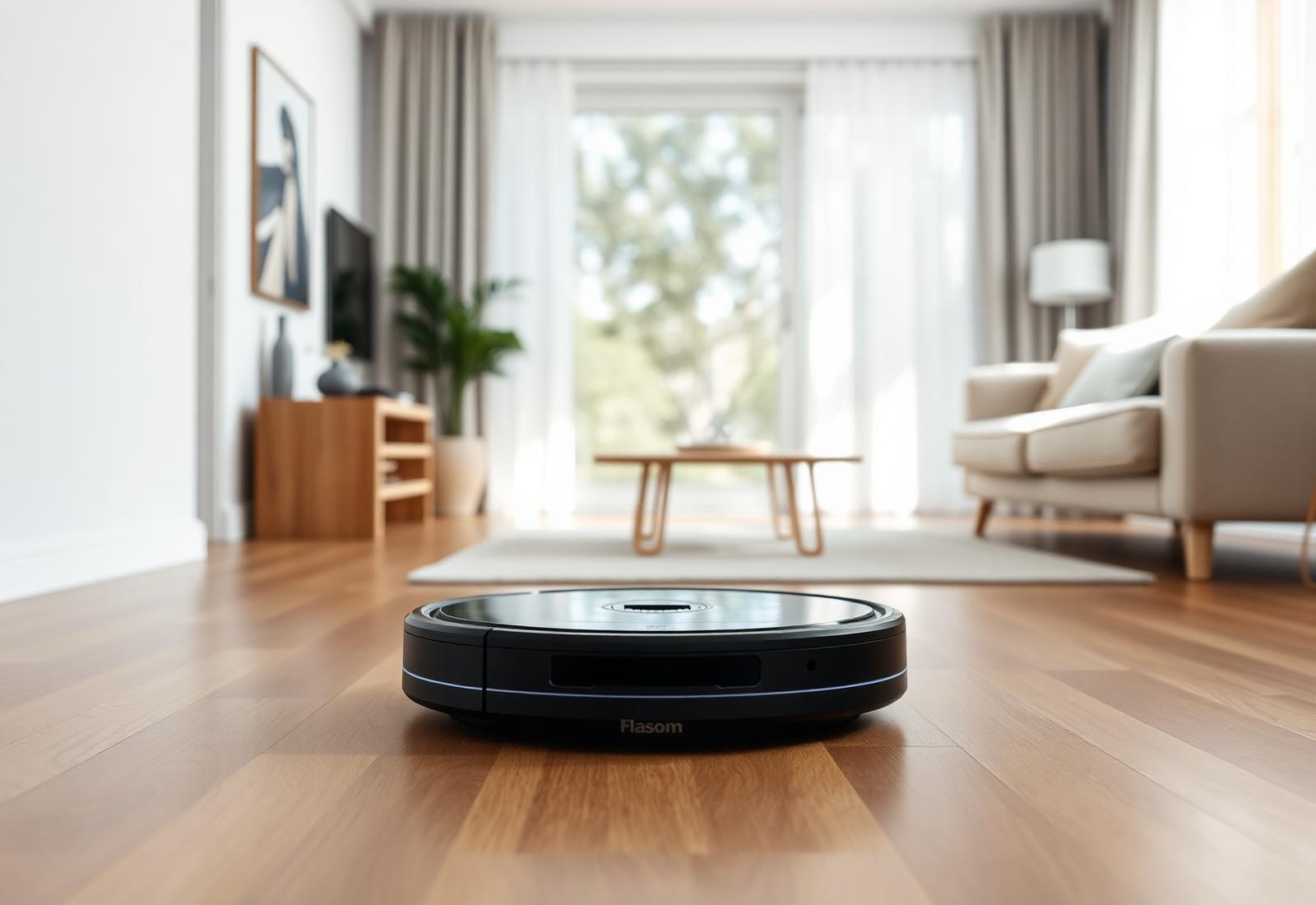 Robot vacuum cleaning a modern Australian living room